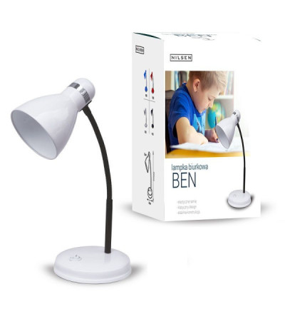 Lampka biurkowa E27 BEN Nilsen biała FN021